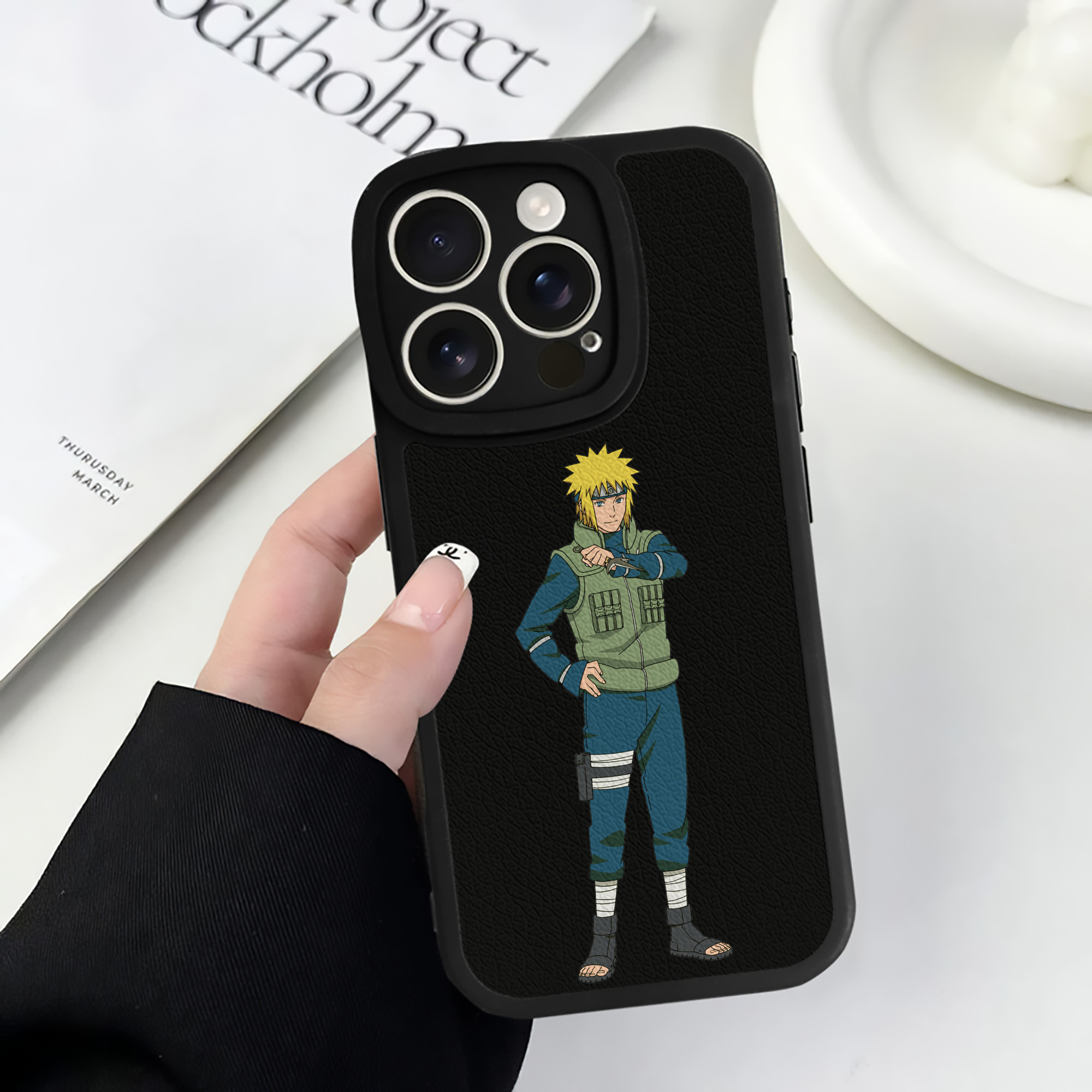（画像用） NARUTO -ナルト- 波風 ミナト Namikaze Minato 【iPhone 16シリーズ対応】シリコンスマホケース（レザー調） 材質：シリコン